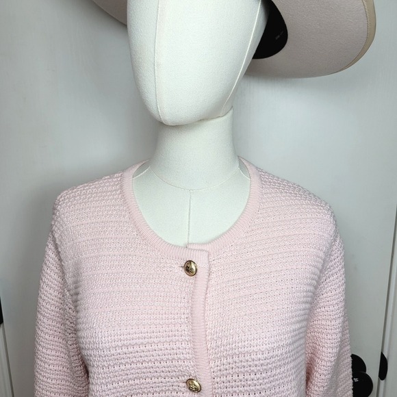 Chic Preppy Pink Cable Knit Cardigan Size Large Old Money Fall Cardigan Winter - Picture 4 of 10